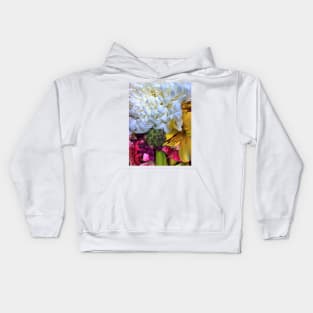 Bouquet of White, Yellow, Pink, Purple and Green Flowers - Beautiful Floral Photo Kids Hoodie